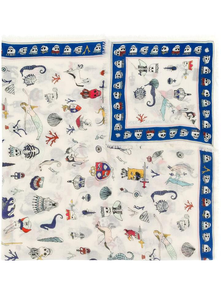 Alexander Mcqueen Lost At Sea Scarf - White