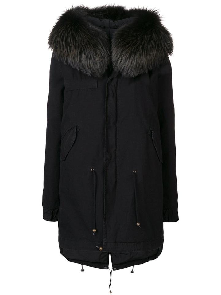 Mr & Mrs Italy Fur Hood Trim Parka - Black