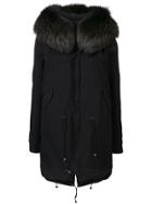 Mr & Mrs Italy Fur Hood Trim Parka - Black