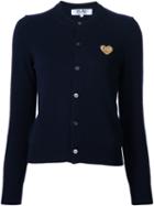 Comme Des Garçons Play Embroidered Heart Cardigan, Women's, Size: Medium, Blue, Wool