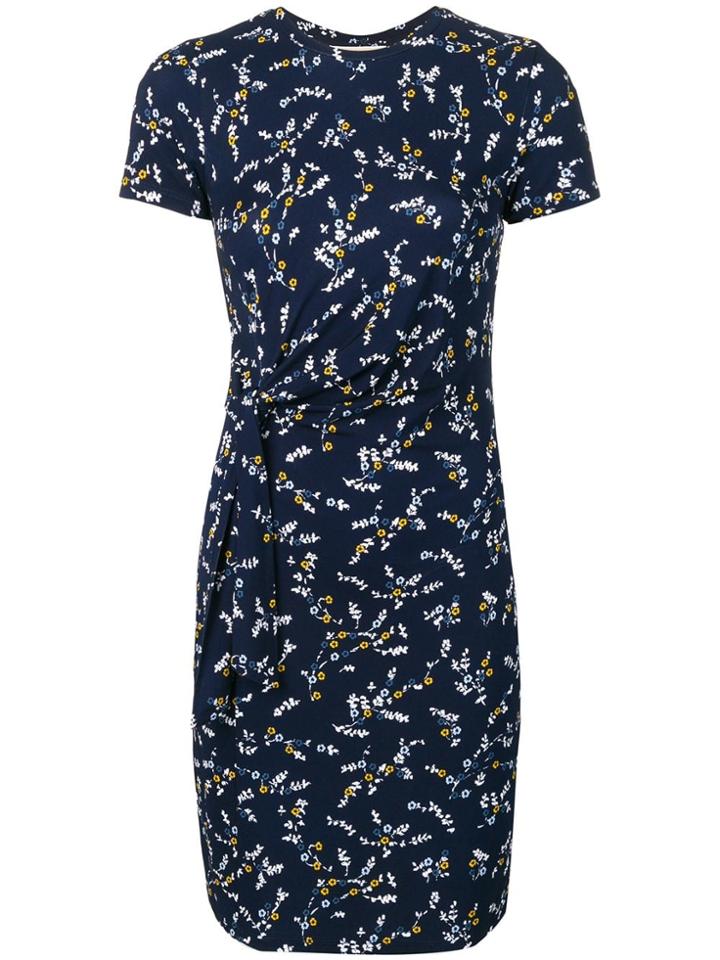 Michael Michael Kors Fitted Floral Print Dress - Blue