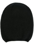 Moncler Ribbed Beanie Hat, Women's, Black, Cashmere/wool