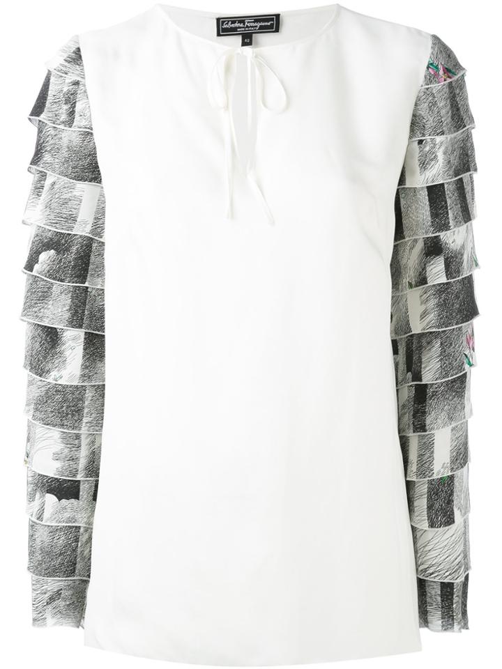 Salvatore Ferragamo Tiered Sleeve Blouse - Nude & Neutrals