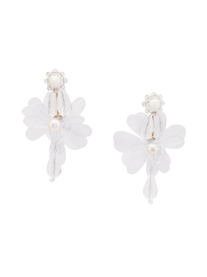 Simone Rocha Flower Drop Earrings - White