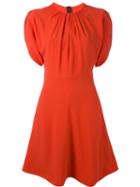 Msgm Pleated Flared Dress, Women's, Size: 44, Red, Polyester/acetate/viscose