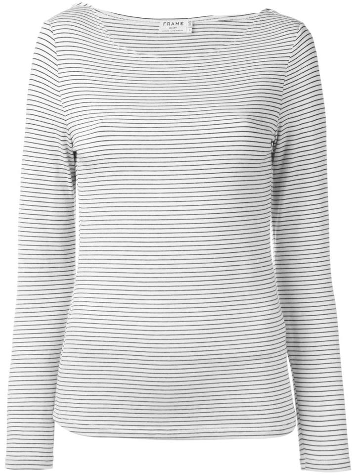 Frame Denim Striped Sweatshirt, Women's, Size: Xs, White, Spandex/elastane/modal/viscose
