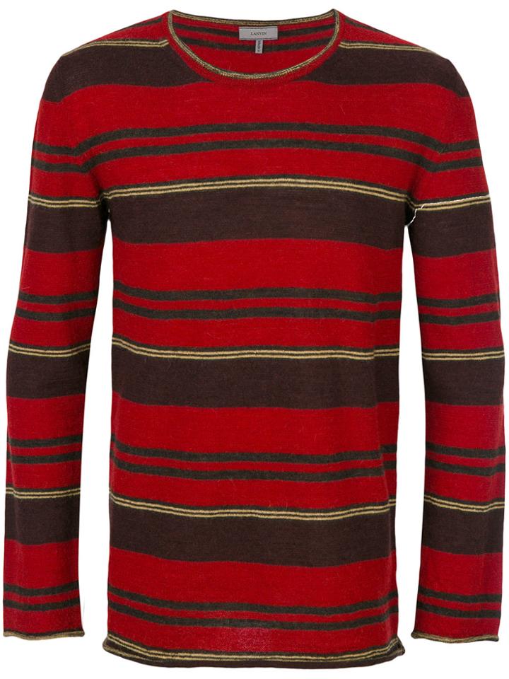 Lanvin Striped Crew Neck Sweater - Red
