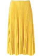 Cédric Charlier Pleated Midi Skirt, Women's, Size: 42, Yellow/orange, Polyester