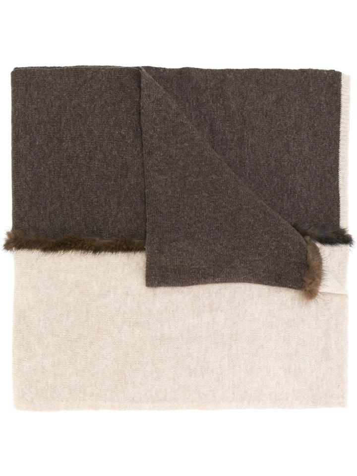 Max & Moi Mink Fur Trimmed Scarf - Nude & Neutrals