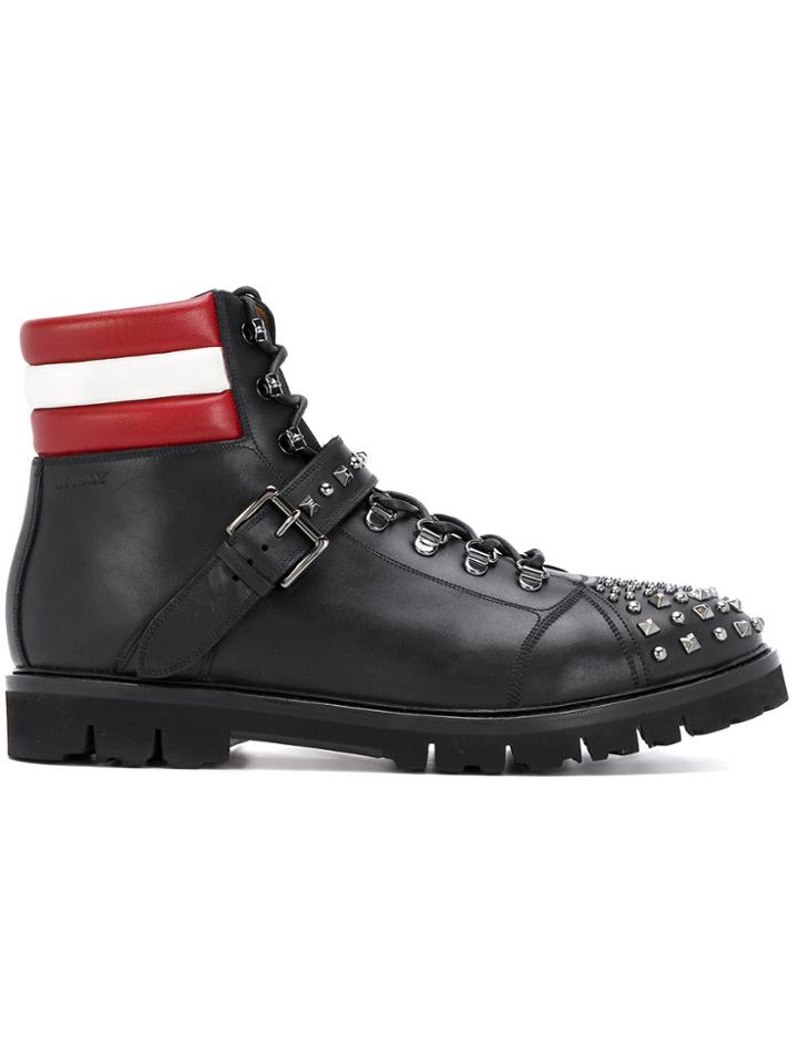 Bally Studded Champions Combat Boots - Black