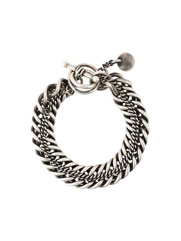 Ann Demeulemeester Double Chain Bracelet, Men's, Metallic
