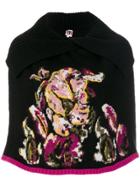 I'm Isola Marras Intarsia Knit Cape - Black