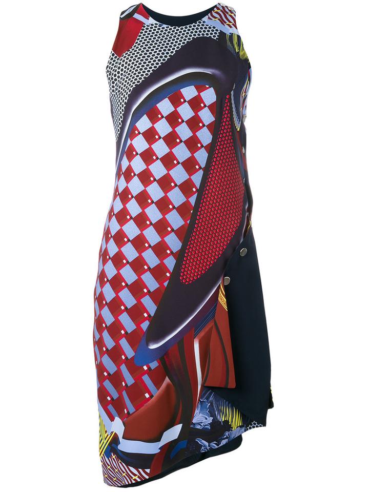 Versace - Geometric Print Asymmetric Dress - Women - Silk/viscose - 40, Blue, Silk/viscose