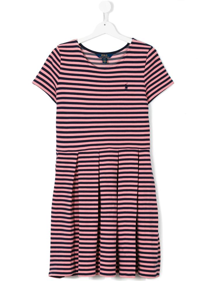 Ralph Lauren Kids Striped Pleated Dress - Pink & Purple