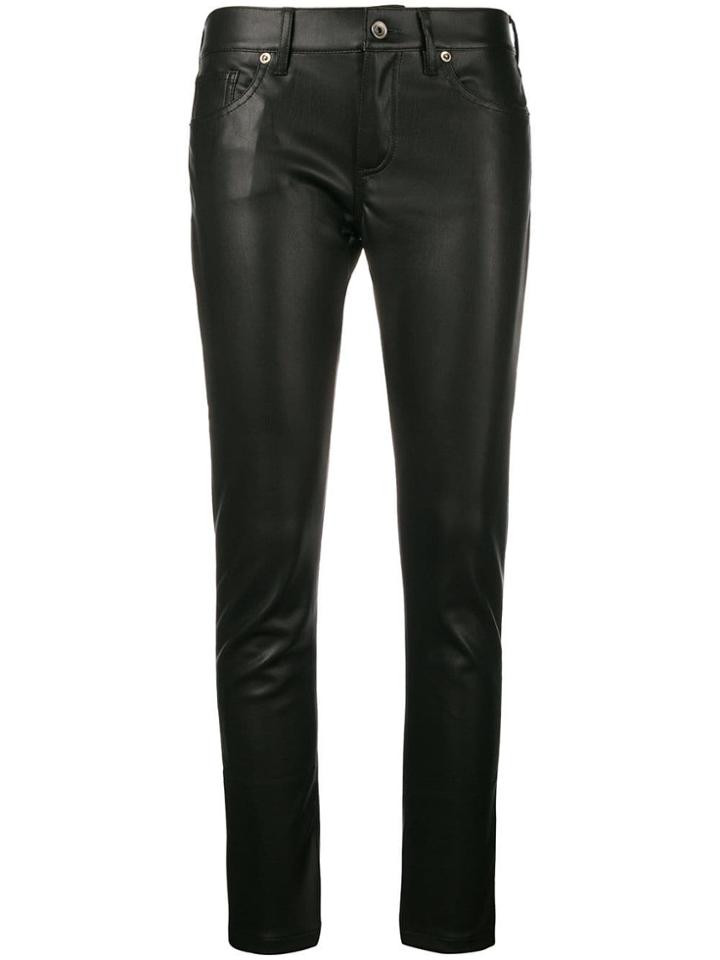 Laneus Faux Leather Skinny Trousers - Black
