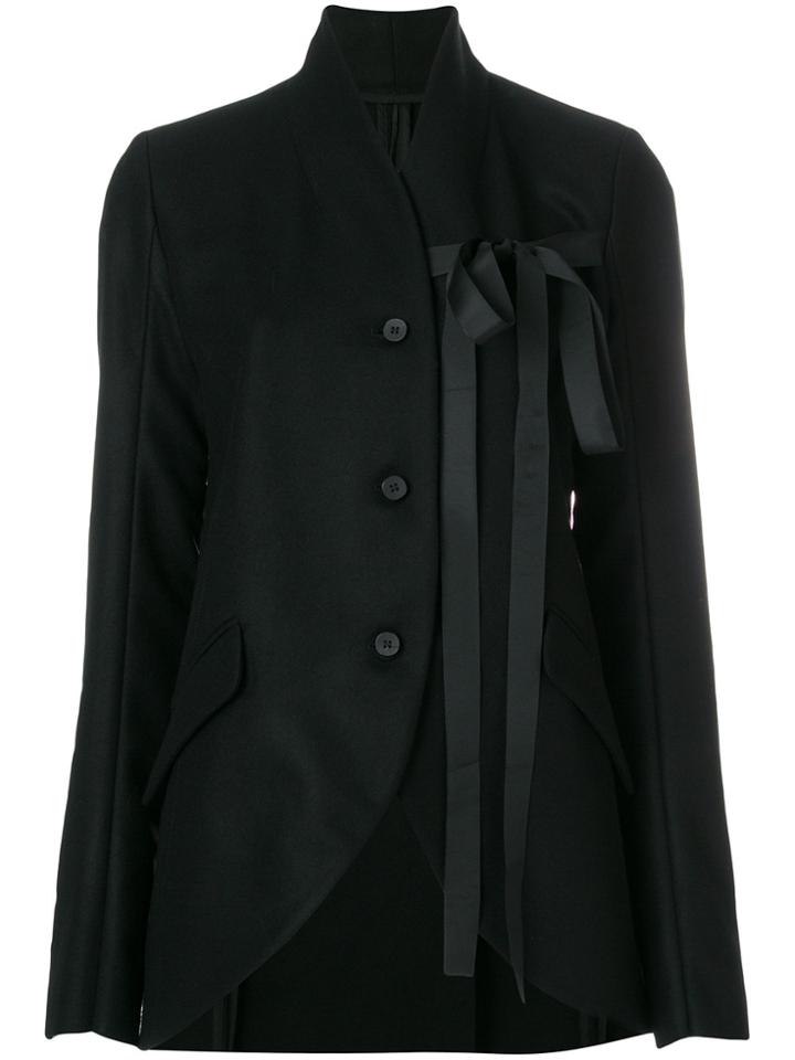 Masnada Ribbon Detail Curved Hem Jacket - Black