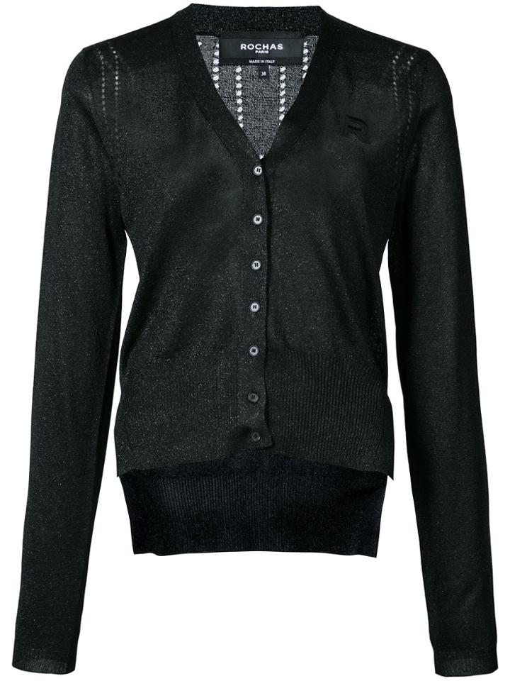Rochas Lurex Logo Cardigan - Black