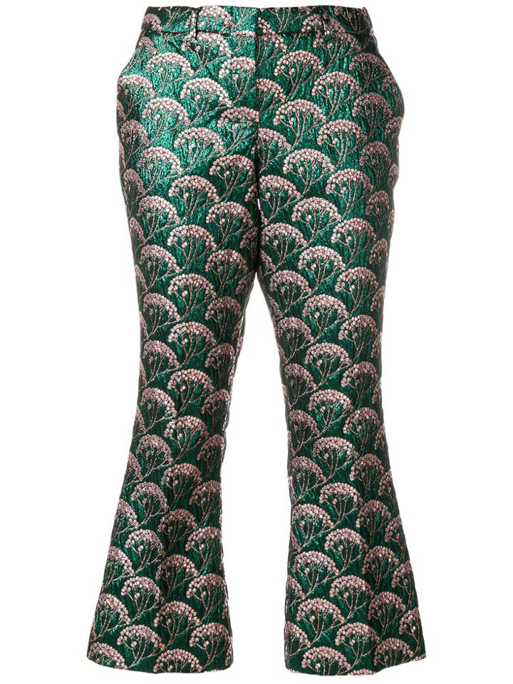 L'autre Chose Patterned Kick Flare Trousers - Green