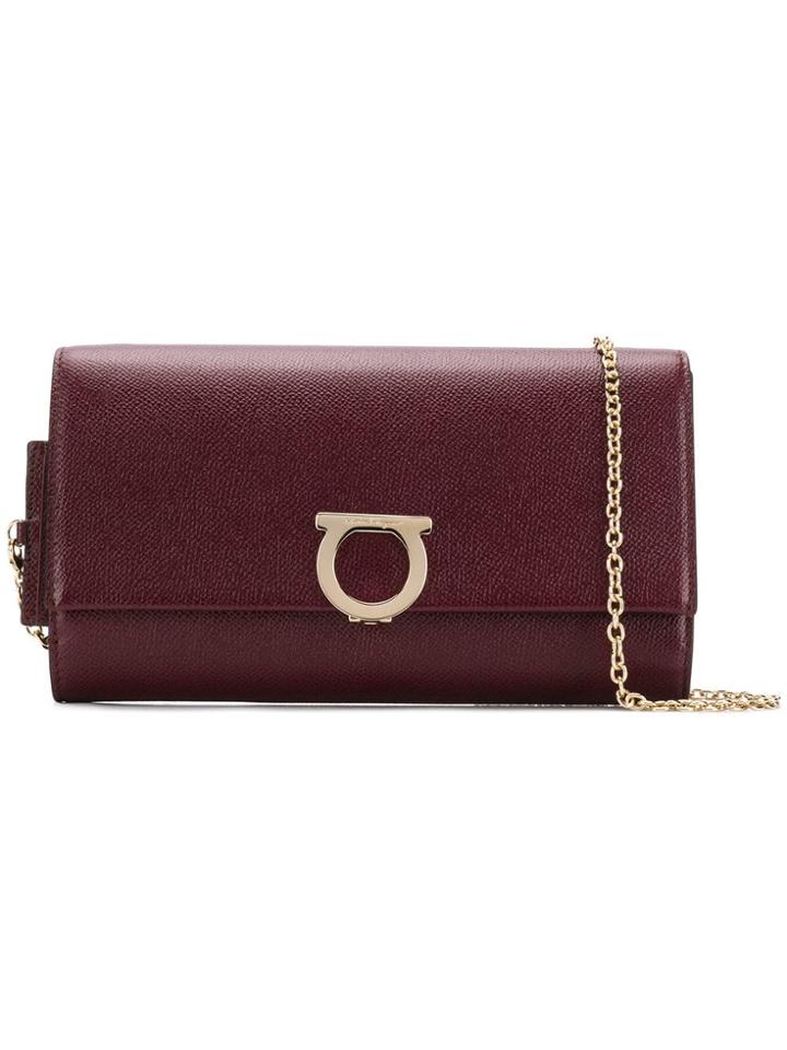 Salvatore Ferragamo Logo Plaque Clutch - Red