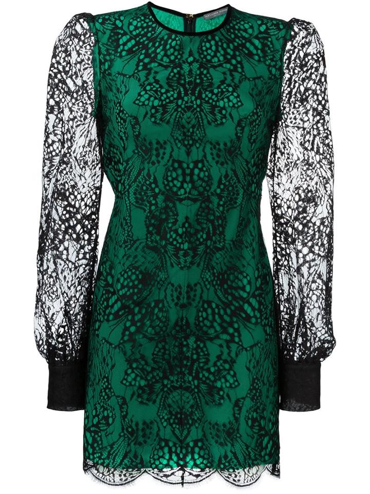 Alexander Mcqueen Lace Mini Dress, Women's, Size: 42, Black, Cotton/polyamide/silk