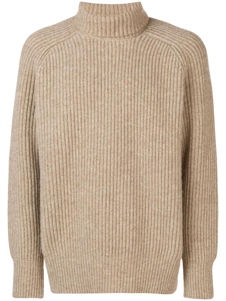 Ami Paris Rib Turtleneck Jumper - Neutrals
