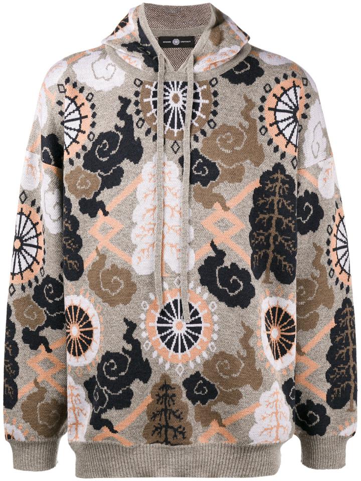 Edward Crutchley Jacquard Knitted Hoodie - Multicolour
