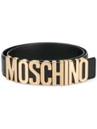 Moschino Logo Belt, Women's, Size: 70, Black, Leather/metal (other)