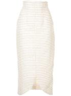 Bambah Pinstripe Pencil Midi Skirt - White