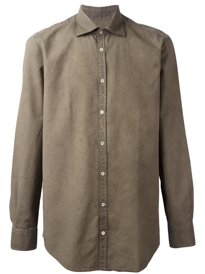 Massimo Alba Textured Shirt, Men's, Size: Xl, Green, Cotton