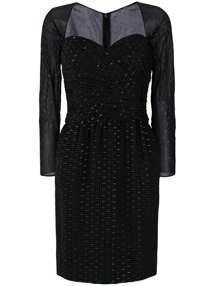 Christian Dior Vintage Polka Dots Gathered Dress - Black