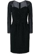 Christian Dior Vintage Polka Dots Gathered Dress - Black