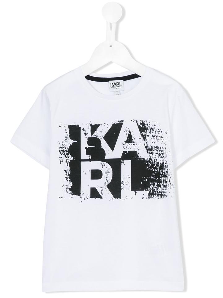 Karl Lagerfeld Kids Paint Effect Karl T-shirt, Boy's, Size: 12 Yrs, White