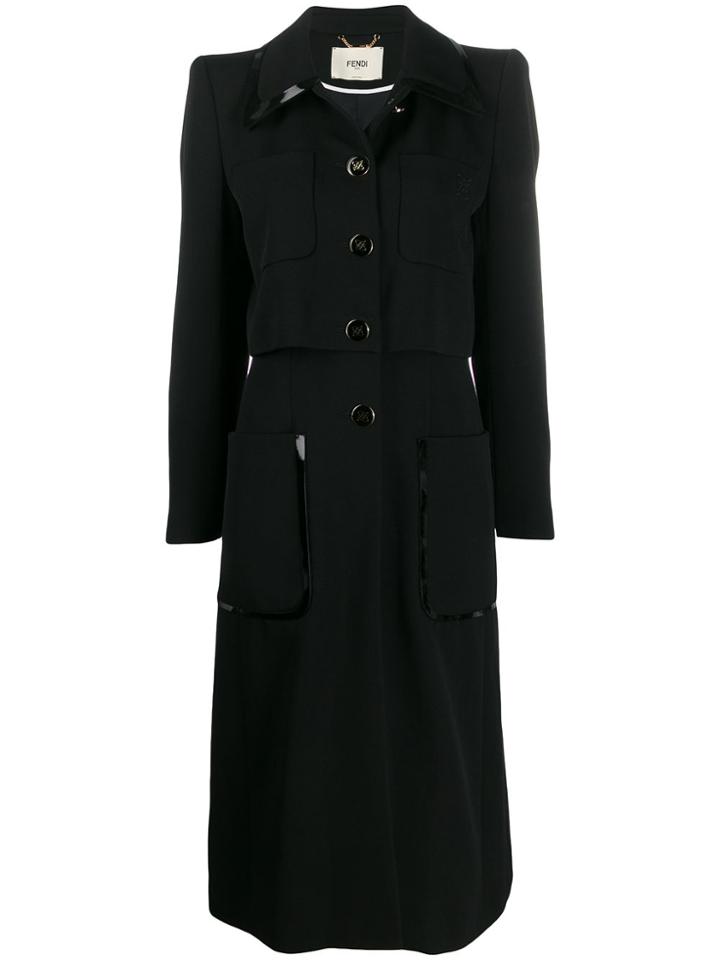 Fendi Layered Single-breasted Coat - Black