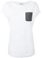 Brunello Cucinelli - Contrast Pocket T-shirt - Women - Cotton/spandex/elastane - Xs, White, Cotton/spandex/elastane