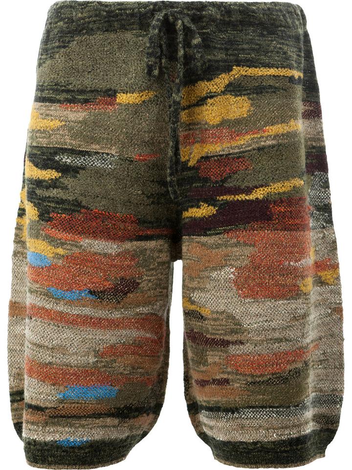 Dries Van Noten Intarsia Shorts, Men's, Size: Large, Silk/linen/flax/polyamide/alpaca