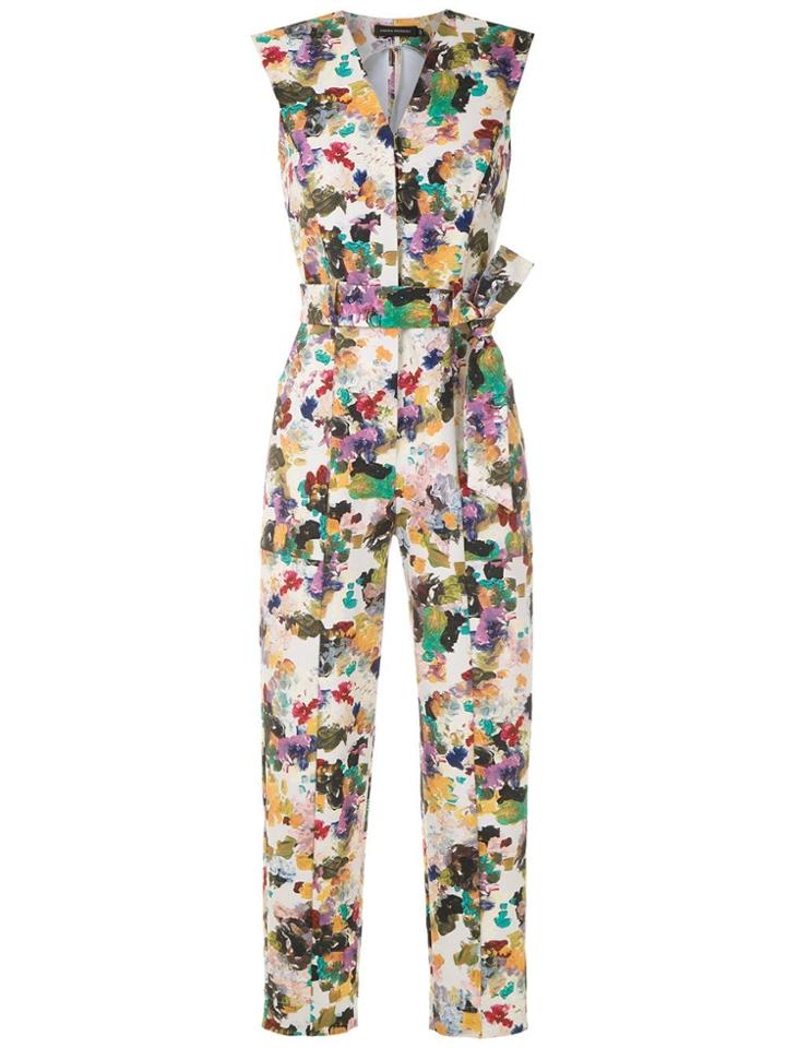 Andrea Marques Tie Waist Printed Jumpsuit - Multicolour
