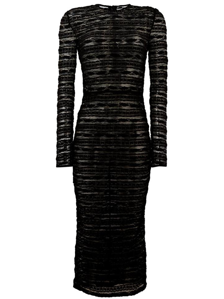 Dolce & Gabbana Sheer Long-sleeved Dress, Women's, Size: 40, Black, Polyamide/spandex/elastane