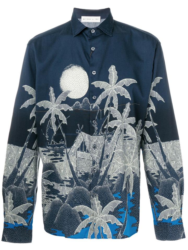 Etro Palm Trees Print Shirt - Blue