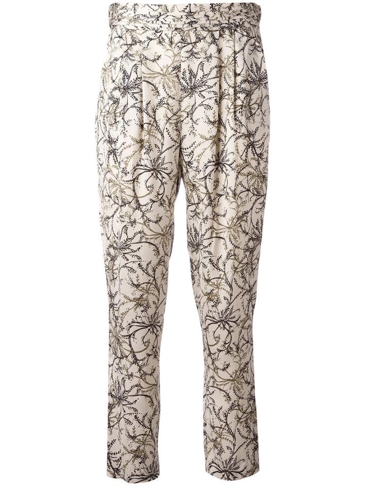 Steffen Schraut Floral Print Cropped Trousers, Women's, Size: 42, Nude/neutrals, Polyester