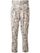 Steffen Schraut Floral Print Cropped Trousers, Women's, Size: 42, Nude/neutrals, Polyester