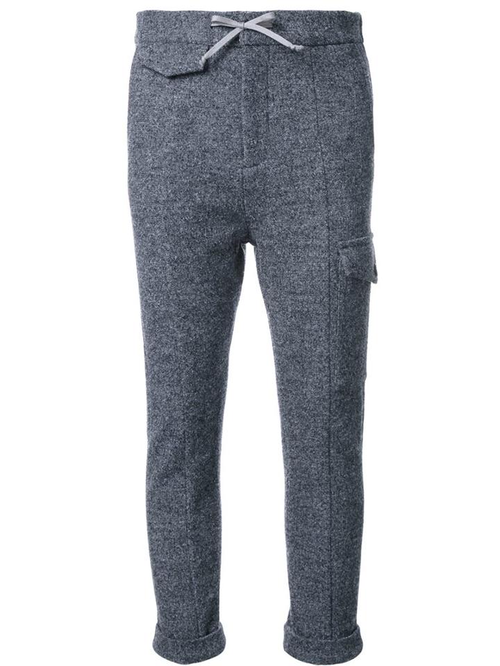 Fad Three Drawstring Cropped Track Pants, Women's, Size: Medium, Grey, Wool