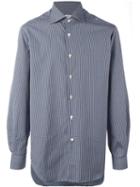 Kiton Checked Button Down Shirt, Men's, Size: 41, Blue, Cotton