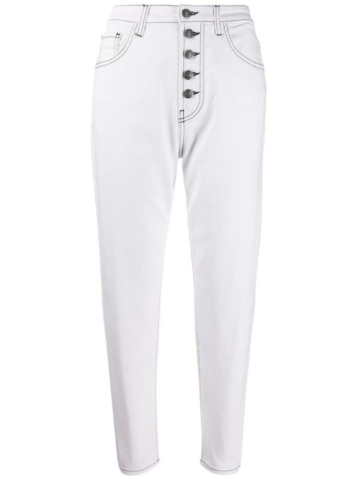 Pinko Cropped High Waisted Jeans - White