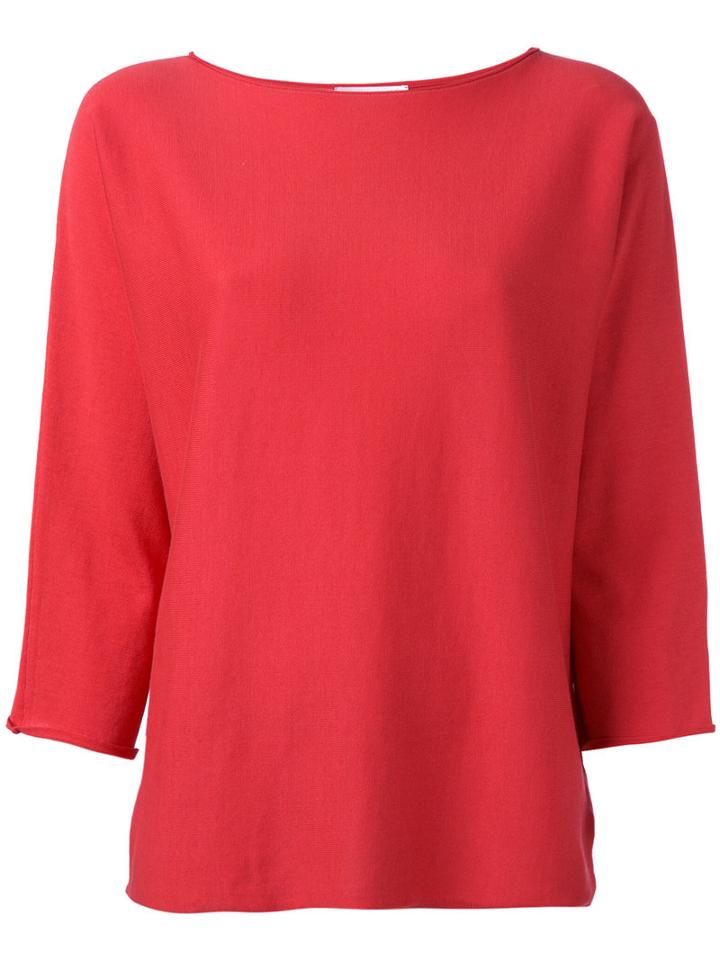 Fabiana Filippi Rolled Edge Knitted Top, Women's, Size: 42, Red, Cotton