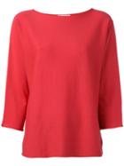 Fabiana Filippi Rolled Edge Knitted Top, Women's, Size: 42, Red, Cotton