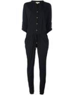 Michael Michael Kors Longsleeved Jumpsuit, Women's, Size: Xl, Black, Polyester/spandex/elastane