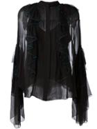Chloé Ruffled Blouse, Women's, Size: 36, Black, Silk/polyester