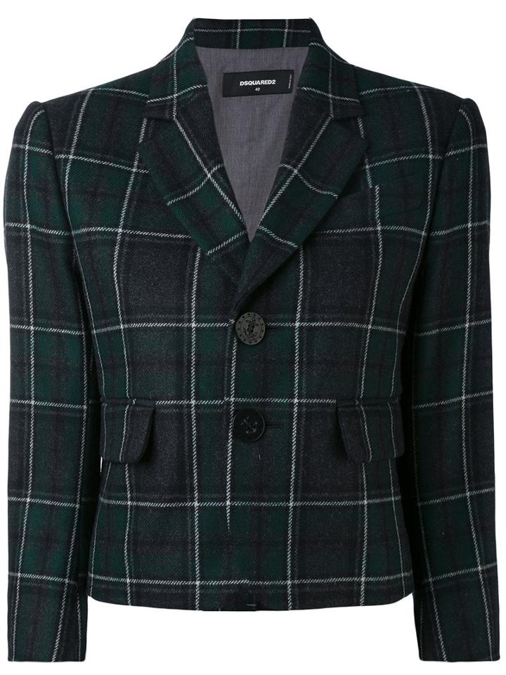 Dsquared2 - Tartan Check Cropped Blazer - Women - Wool/polyamide/polyester/cotton - 40, Green, Wool/polyamide/polyester/cotton