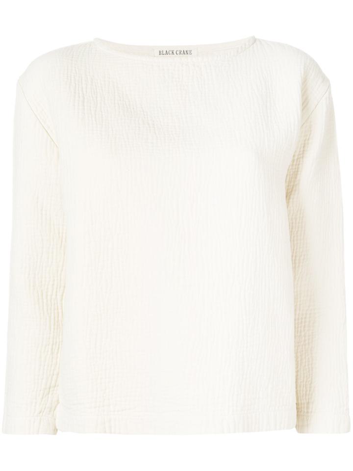 Black Crane 07 Textured Top - White