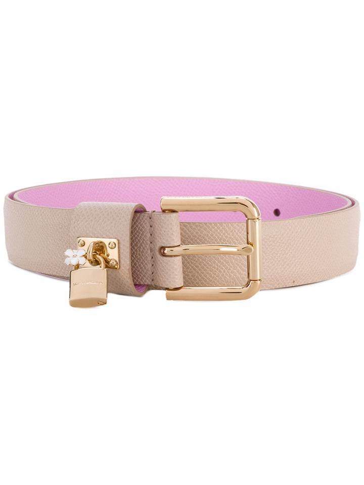 Dolce & Gabbana - Padlock Buckle Belt - Women - Calf Leather - 85, Nude/neutrals, Calf Leather